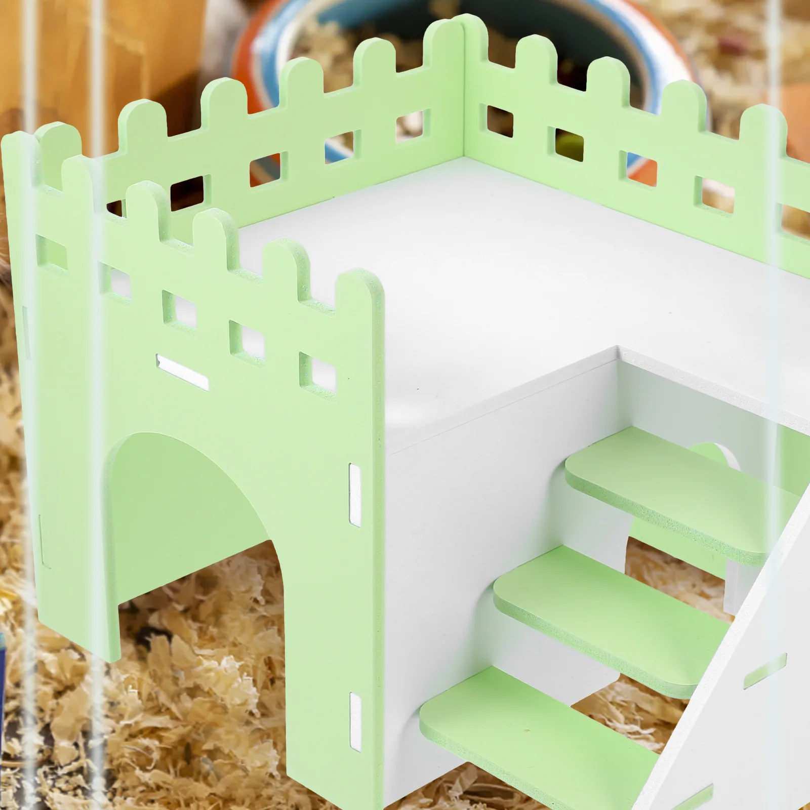 

Hamster Hideout Small Animal Double Layer Villa with Ladder Chinchilla Hut