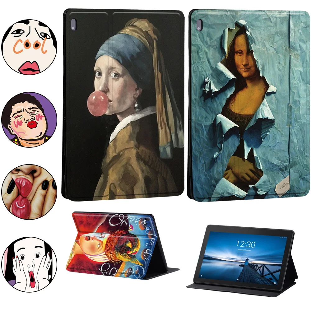 

Case for Lenovo Tab M10 FHD Plus/Tab E10/M10 TB-X605F Funny Print Leather Folding Tablet Cover for Tab M10 HD X306F/Tab M7 M8