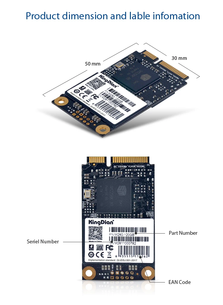 KingDian mSATA SSD 32 Гб 60 ГБ 120 240 480 ТБ 3D NAND TLC SATAIII 6 ГБ/сек. Внутренний твердотельный