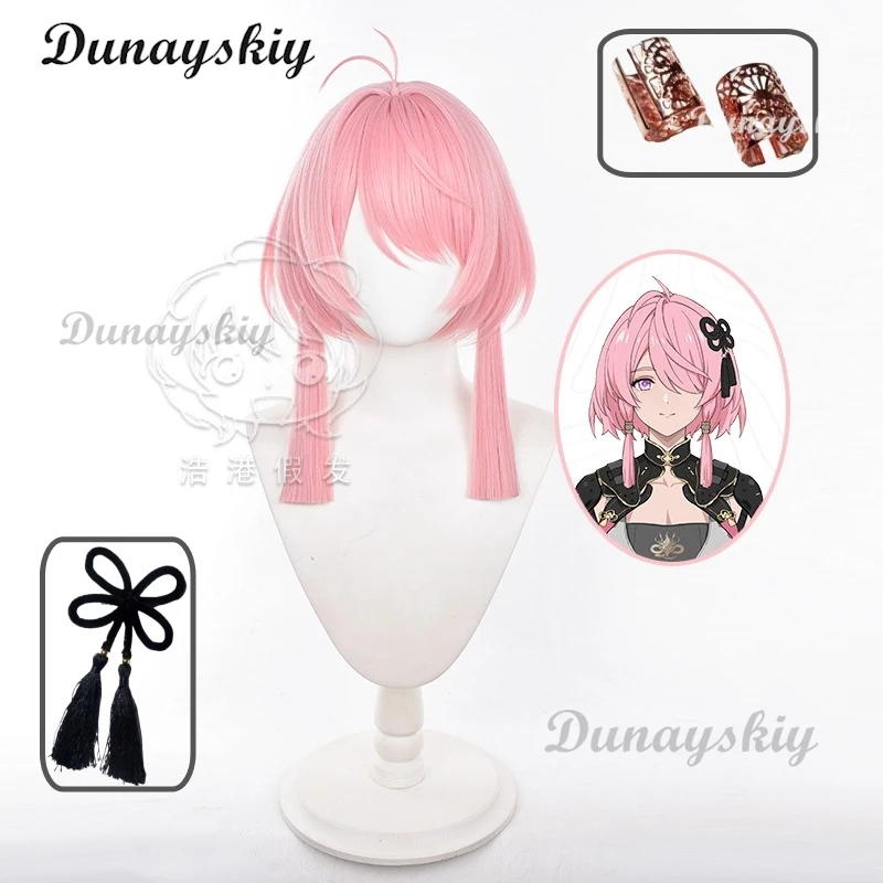 Wuthering Waves Taoqi Косплей Парик Шпилька Гак Натуральные Волосы Резонатор Розовый