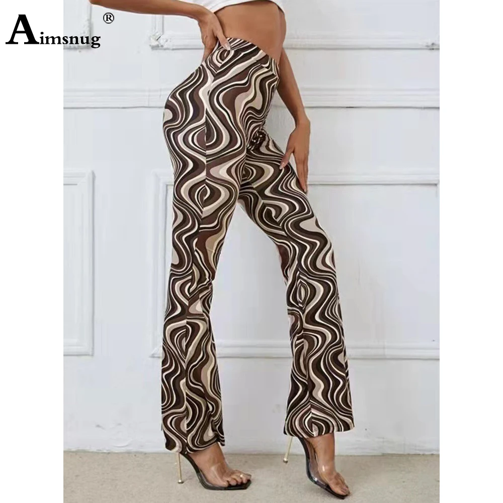 Women High Waist Flare Pants 2022 Autumn Model 3D Print Boot Cut Pants Oversize Female Skinny Stretch Trousers Ladies Streetwear