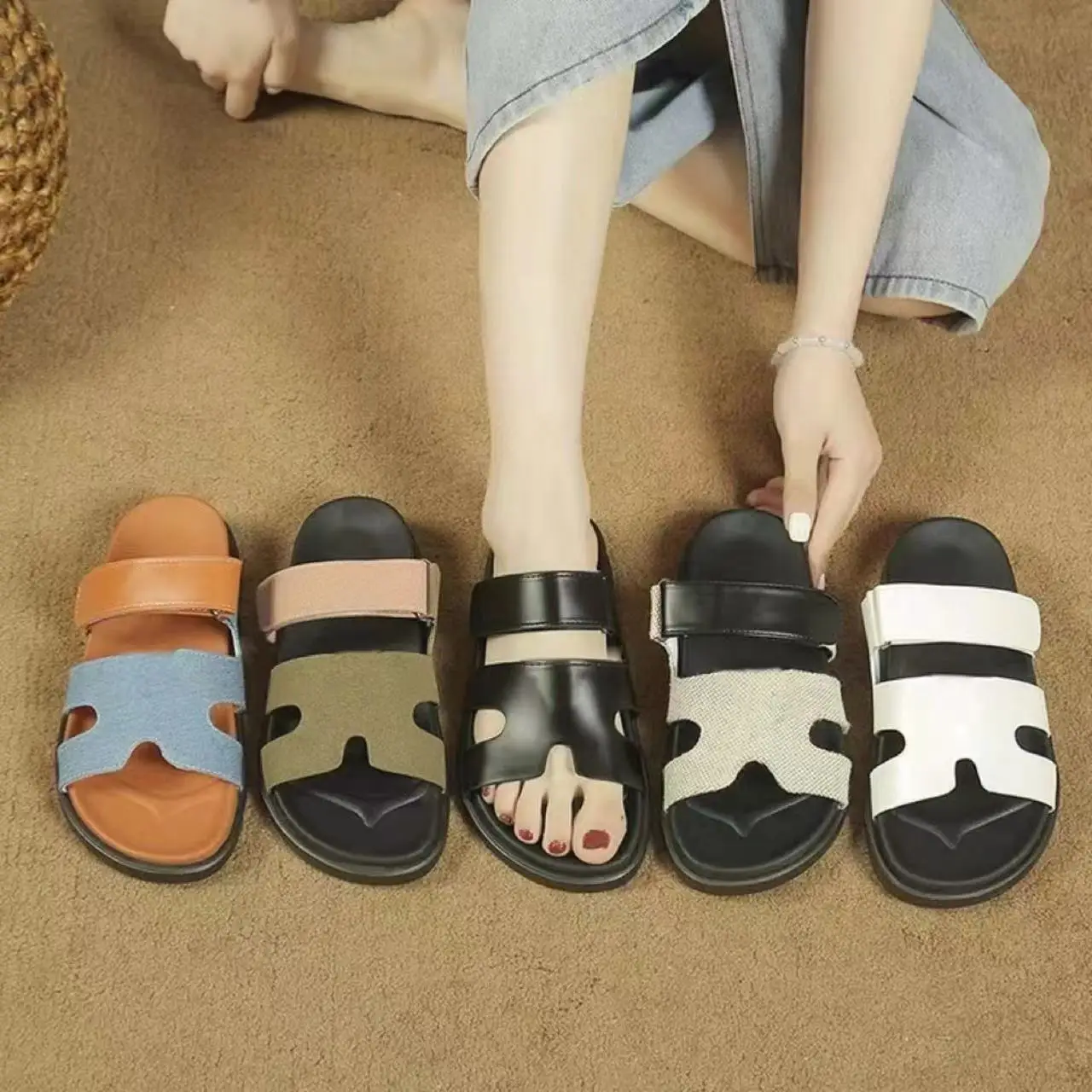 Женские сандалии в римском стиле мягкая подошва дышащие плоская модные туфли