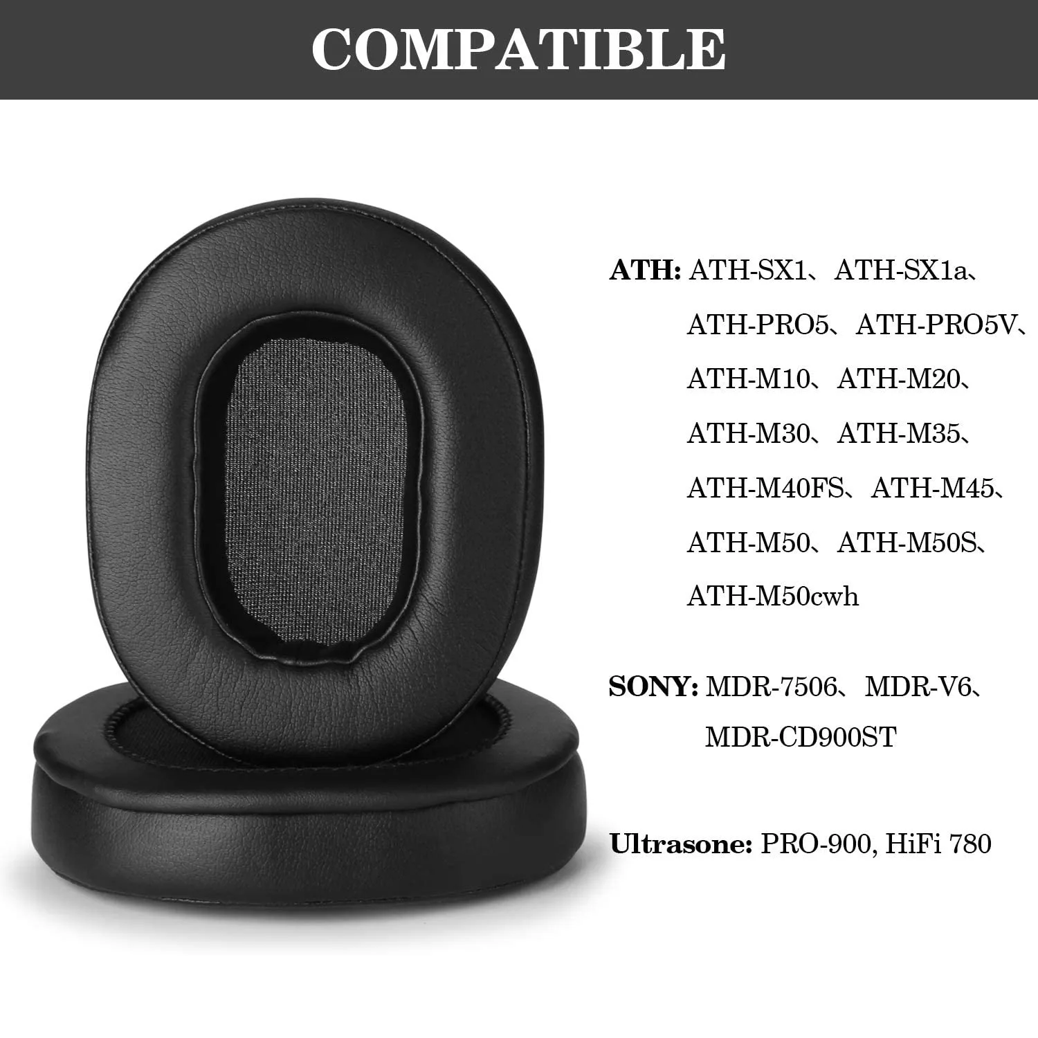 Амбушюры из пены с эффектом памяти для Audio Technica M40X M30X M20 черные