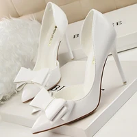 shoes bow knot woman pumps stiletto 10 5 cm women basic pump pointed toe classic pumps sexy high heels women shoes 2022