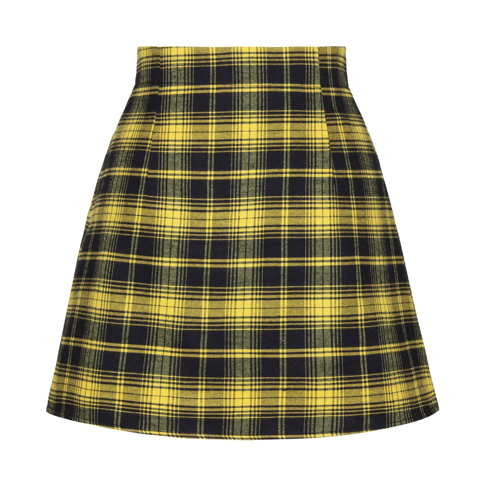 

SISHION Women Skirts School Style Bodycon Black Yellow Plaid 2023 Fashion High Waist Streetwear Short Leisure Mini Skirt SS0008