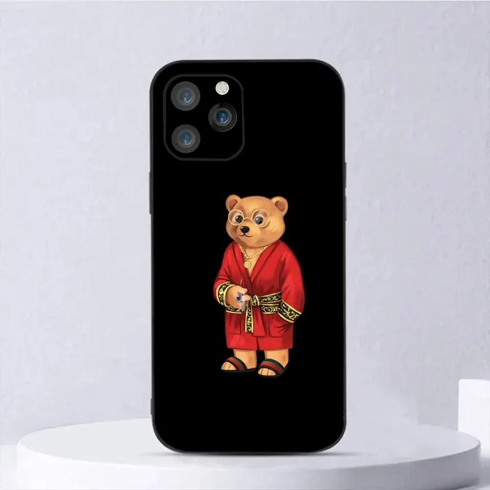 Baron F-Filou Bear Fashion Phone Case For iPhone15 14 13 12 11 Pro Max Plus Mini X XS XR 8 7 6 S SE Soft Black
