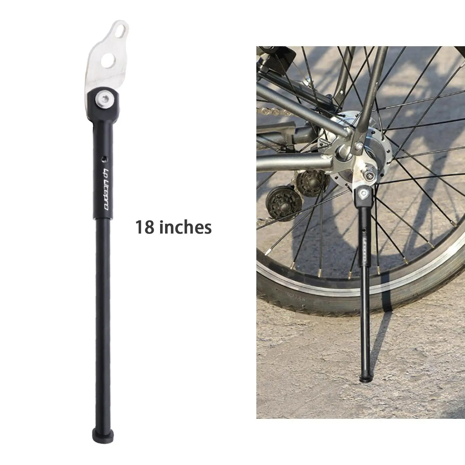 

Convenient Length Adjustable Bike Kickstand For Any Bike Easy To Install Alloy Parking Stand Silver 18 inch