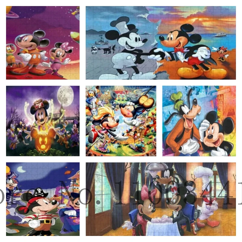 

Disney Jigsaw Puzzle Cartoon Character Mickey Mouse Minnie Goofy 300/500/1000 Pieces Wooden Puzzles Educational Handmade Toys