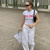 the new summer 2022 fashion hot selling round collar pullover short sleeve letter printed crop top t shirt
