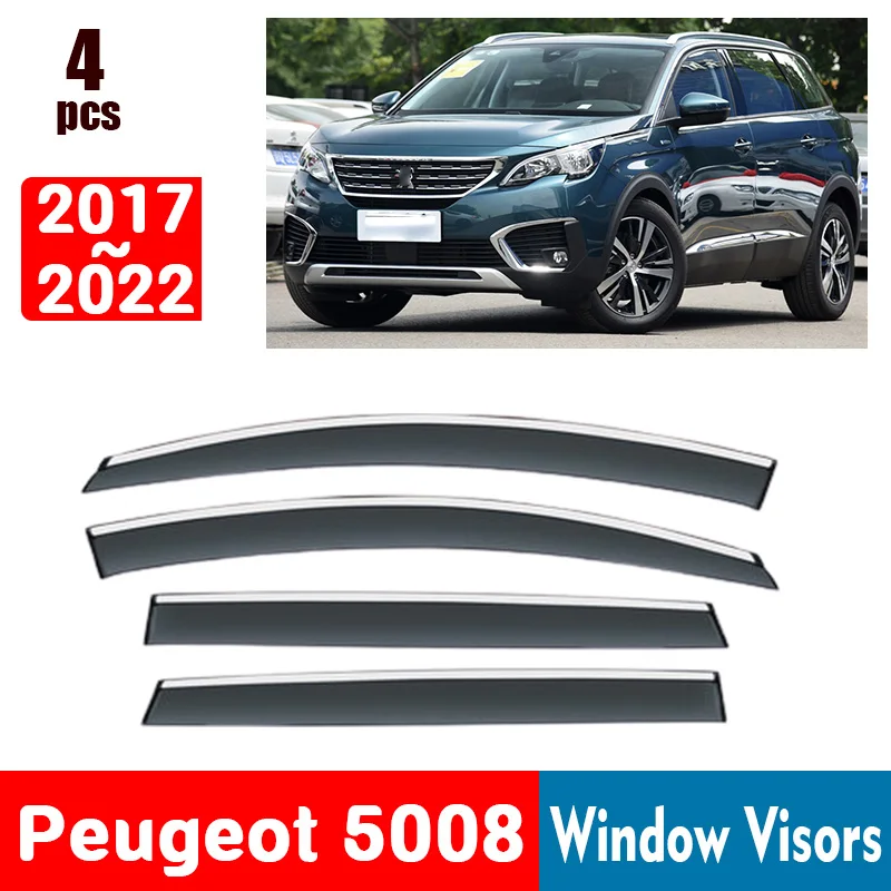 FOR Peugeot 5008 2017-2022 Window Visors Rain Guard Windows Rain Cover Deflector Awning Shield Vent Guard Shade Cover Trim