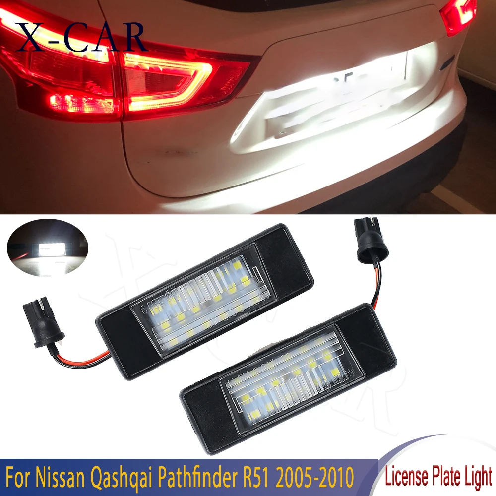 X-CAR 2pcs Error Free LED License Plate light for Nissan Qashqai Pathfinder R51 JUKE Primera P12 X-trail white number plate ligh