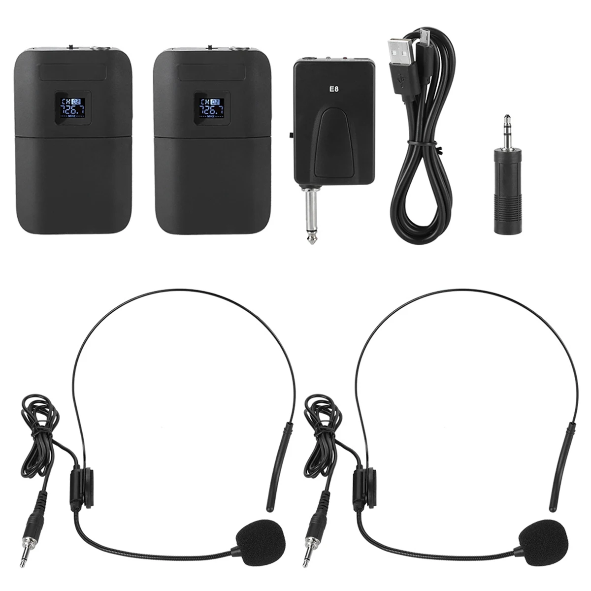 

Portable Wireless VHF Mic Head-mounted Microphone with Receiver Transmitter