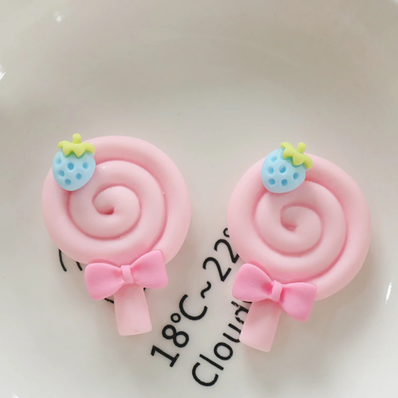 

10 шт. новый мини кавайный мультфильм клубника конфеты леденец смола альбом для вырезок Diy ювелирные изделия шпилька аксессуары украшения ремесло A55