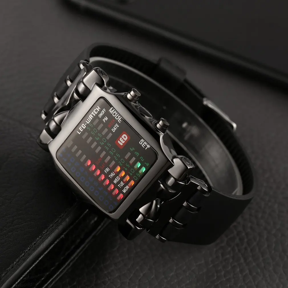 

Multifunctional Popular Square Dial Uisex Binary LED Digital Watches Rubber Band Casual Sport Outdoor Wrist Watch Fast Delivery