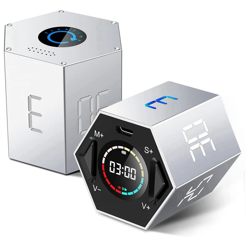 

Visual Kitchen Timer, Digital Classroom Countdown Timers Flip Cube Timer For Cooking, Work, Studying, Workout 2 Pack