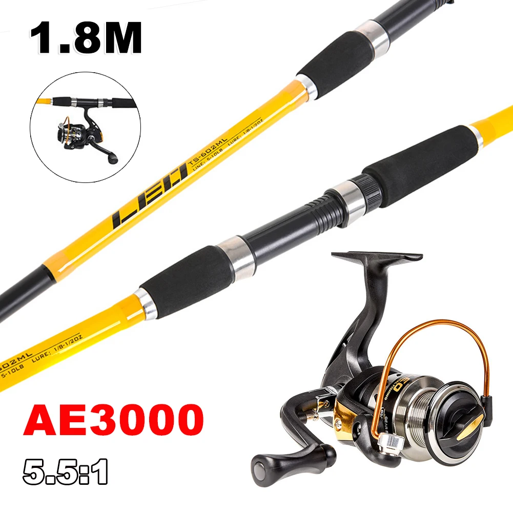 

Fishing Rod Tackle Spinning Reel 3000 Series 8KG Max Drag 10BB 1.8m Spinning Rod Carp Fishing Saltwater Freshwater Accessories