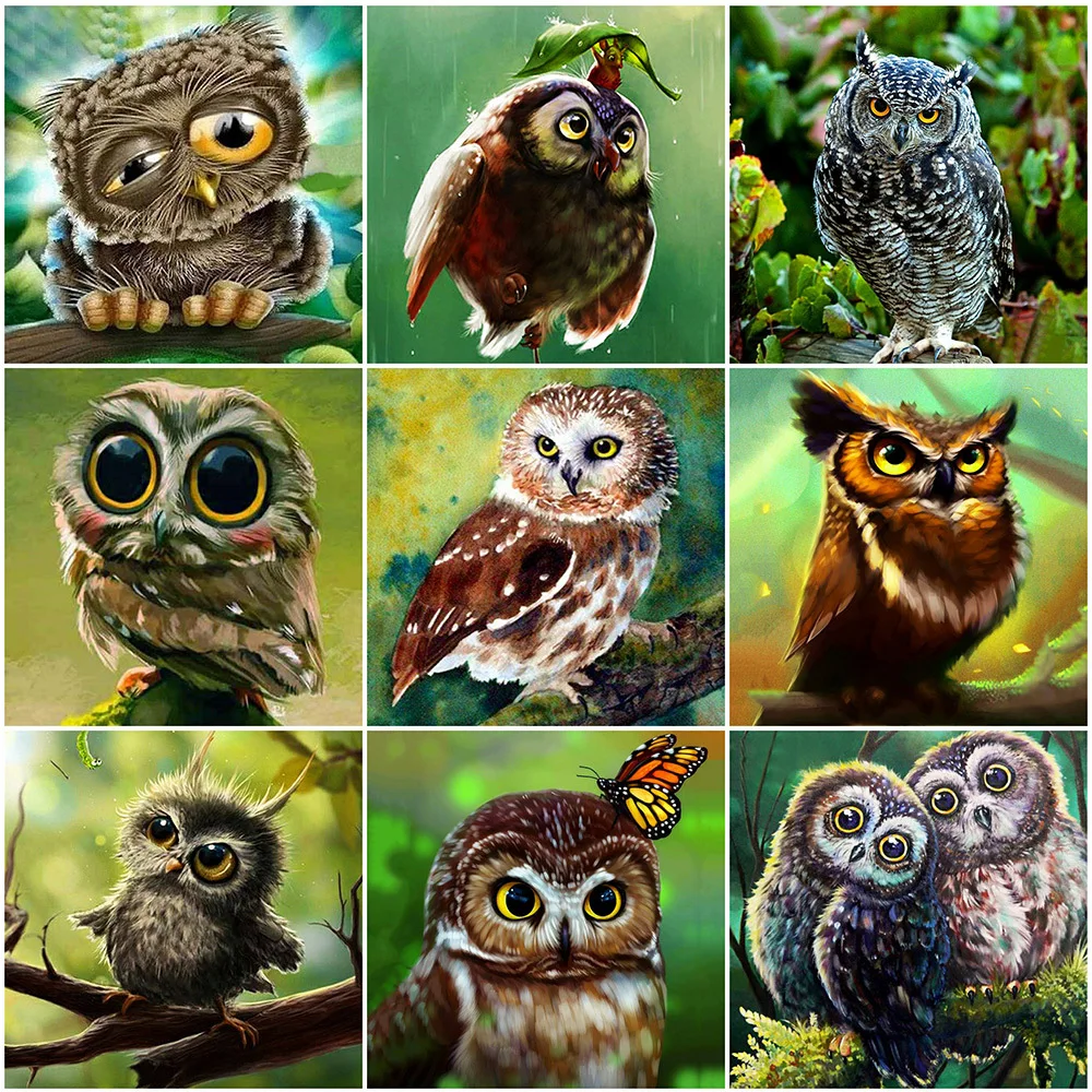 

Алмазная живопись 5D "сделай сам", сова, алмазная животная, Набор для вышивки крестиком, Ручная инкрустация, искусство, подарки, украшение для ...