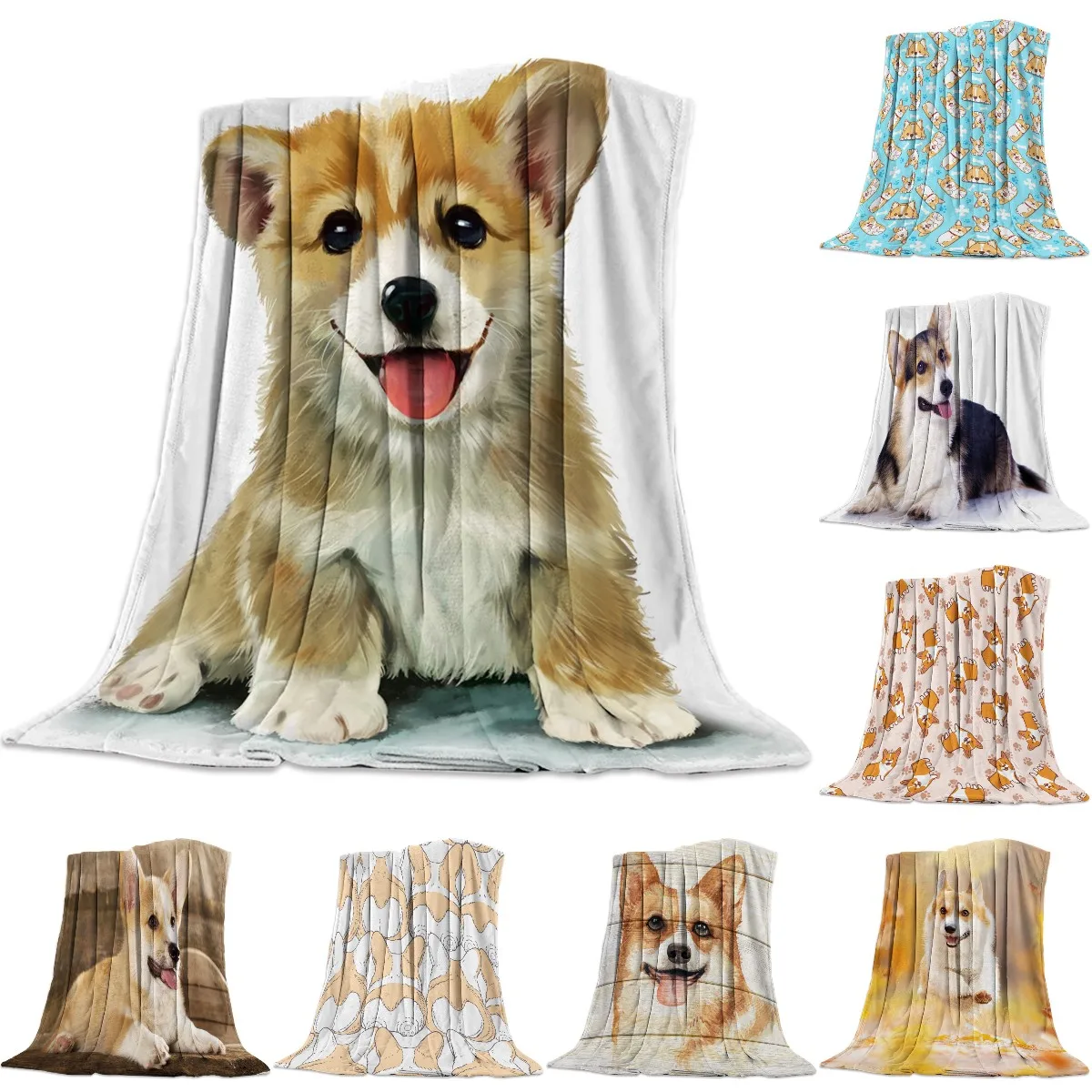 

Corgi Dog Cute Pets Bed Cover Blanket Throws Travel Fleece Throw Cover Wrap Hypoallergenic Microfiber Decorative All-Season Twin