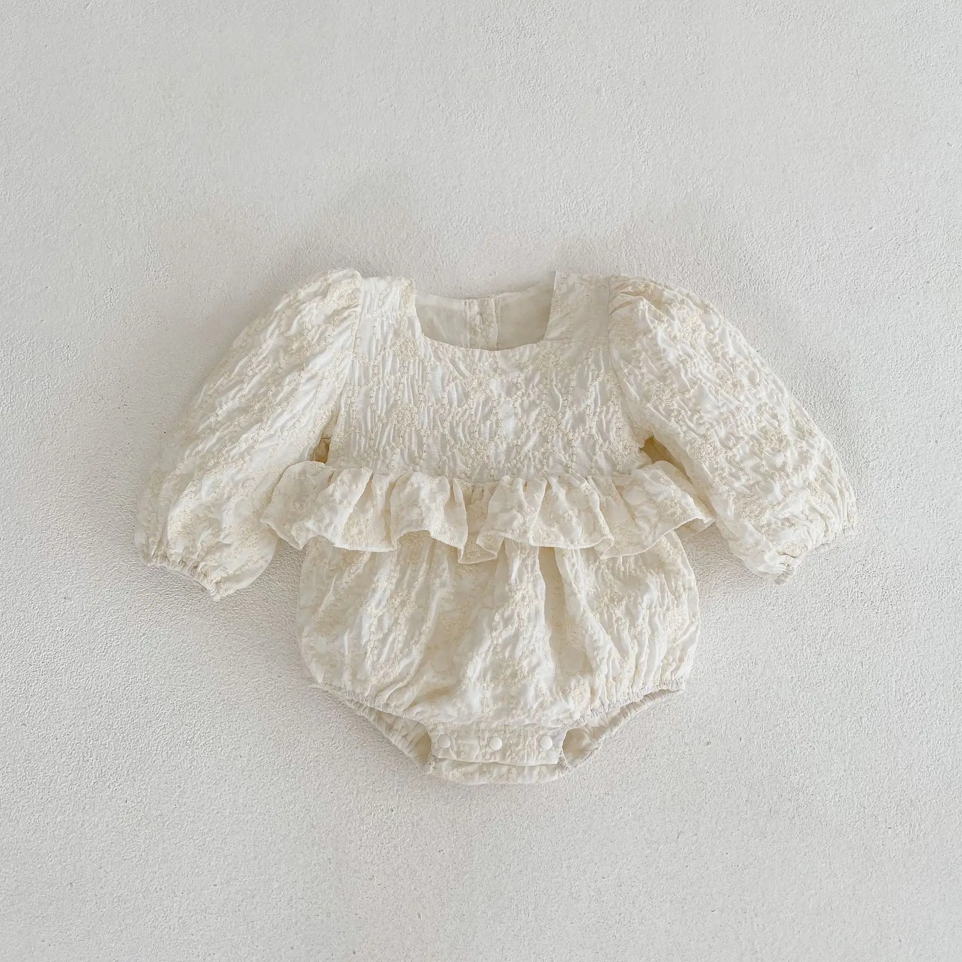

2022 Autumn New Toddler Puff Sleeves Princess Romper Girl Infant Embroidery One-piece Boy Baby Cotton Onesie Kid Casual Bodysuit