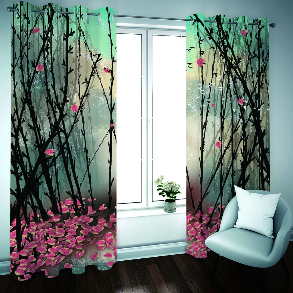 Простые 3d шторы с лесным деревом по индивидуальному заказу новые оконные балконы