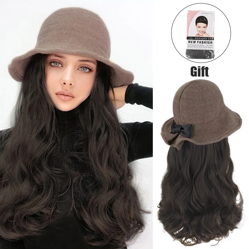 Парик женский синтезирующий с головной уборкой натуральный длинный волнистый