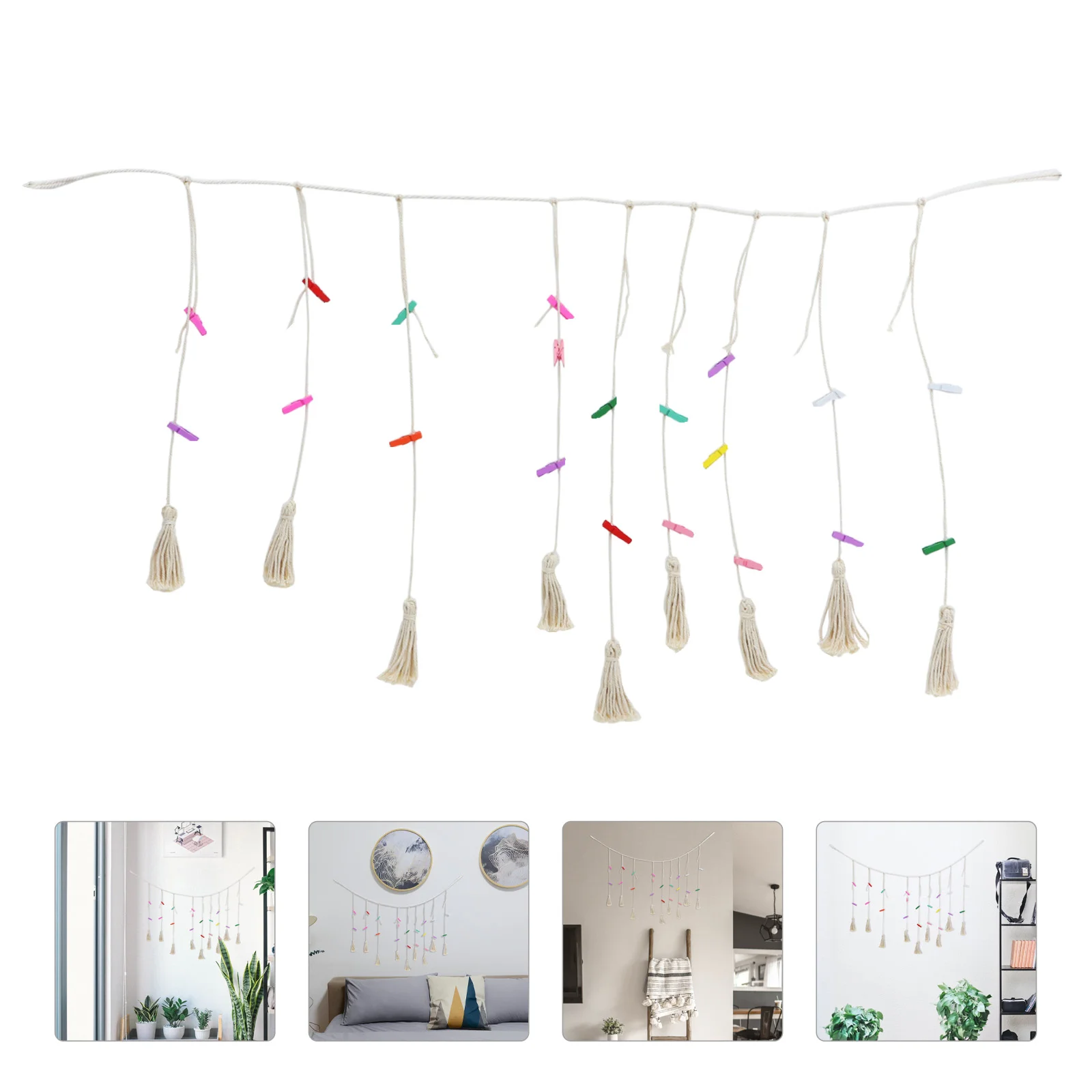 

Wall Photo Picture Hanging Display Tassel Holder Clips Macrame Frame Decor Collage Hanger Tapestry Organizer Pictures Dorm