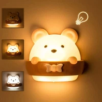 cute bear kids led night lamp usb rechargeable bedside lamp remote control wall lights for kids children bedroom home lighting