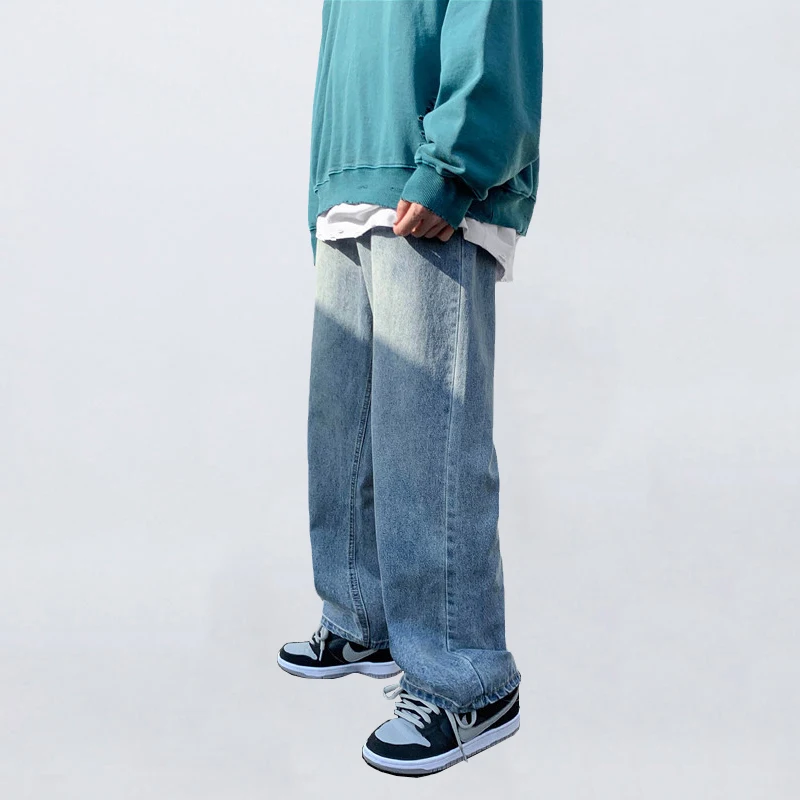 

Four Seasons Men's Jeans Fashion Casual Korean Style Straight Wide Leg Pants Men's Street Hip Hop Fashion Street Men's Clothing