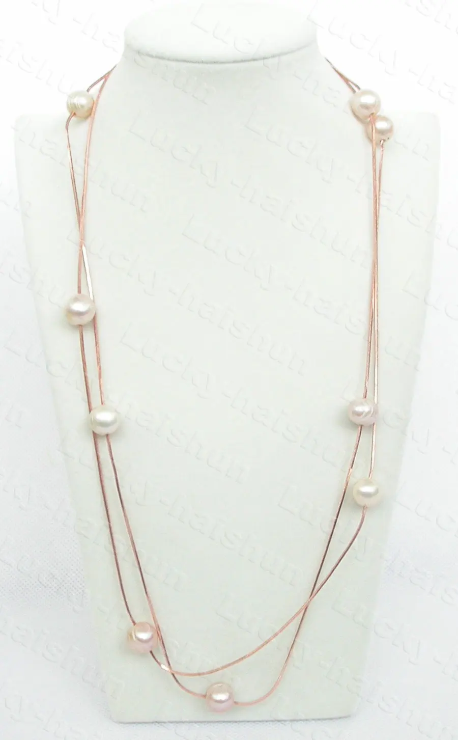 

JQHS Natural Long 120cm 10mm Baroque Chain Round Pink Purple Pearls Necklace C853