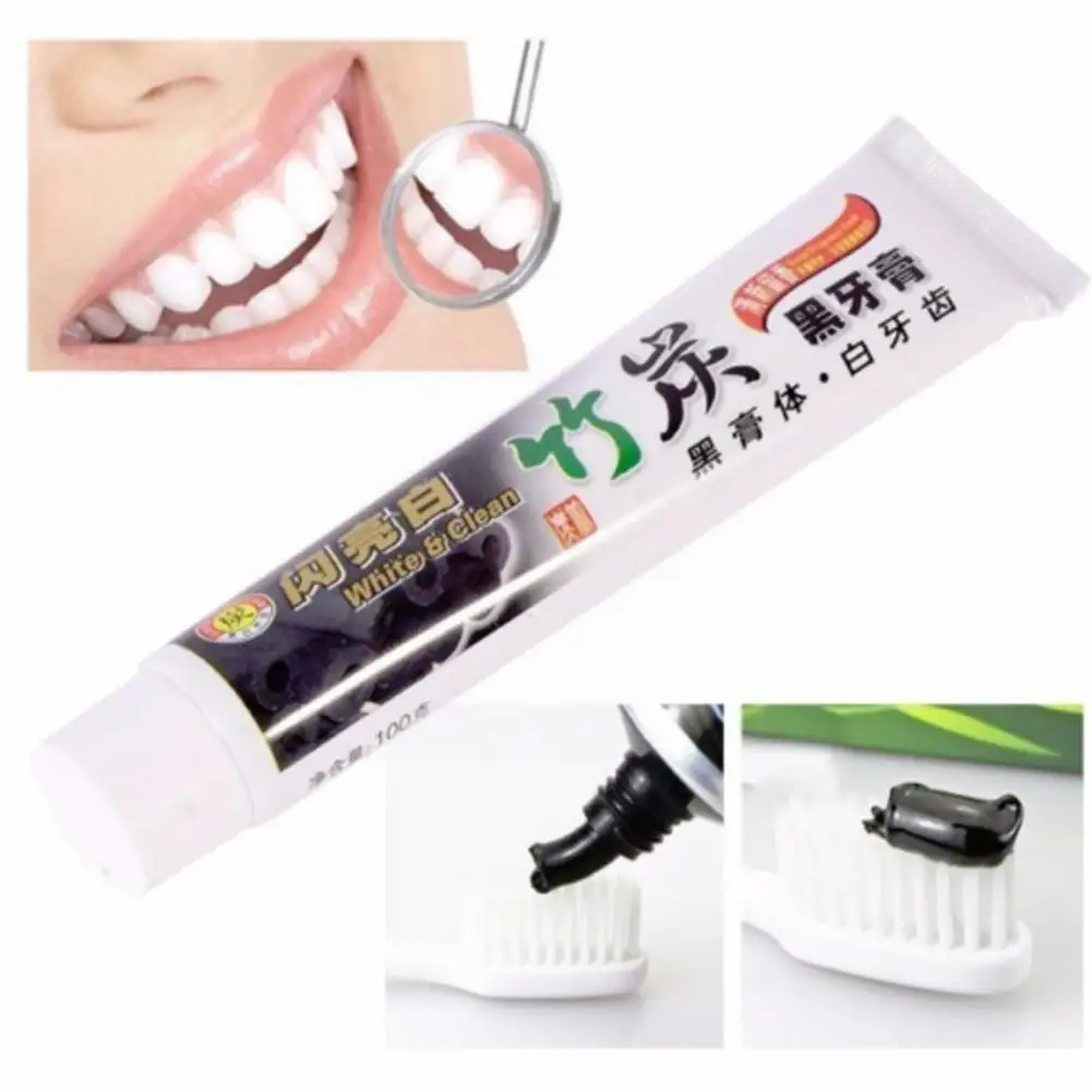 

100g Activated Charcoal Teeth Whitening Toothpaste Teeth Whitener Tooth Dental Black Care Natural Charcoal Bamboo Paste R9J3