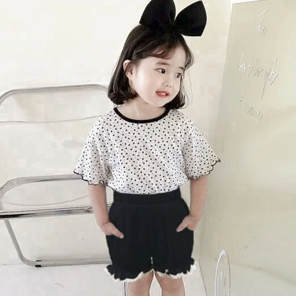 

Baby Girl Casual Outfit Print Shirts Clothing Baby Child Summer Clothes Shorts Cute Two-Pieces Girls Clothing Sets 2-8 T