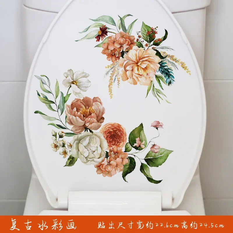

Сиденье для унитаза в ванной комнате, настенная наклейка, самоклеящиеся цветочные наклейки на крышку унитаза, наклейки для унитаза, бачок, ванная комната, туалет, декор для туалета