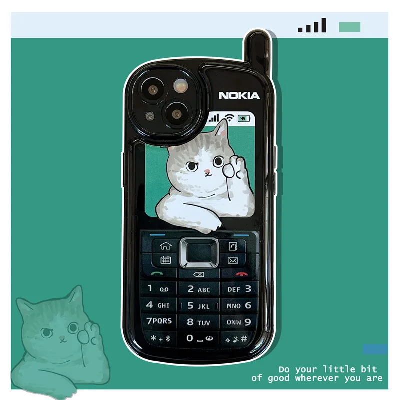 

Cute Modeling Cat Creative Old Mobile Phone Case Cover for IPhone 11 12 13 14 Pro X XR XS Max Shockproof Case for IPhone 14 Case