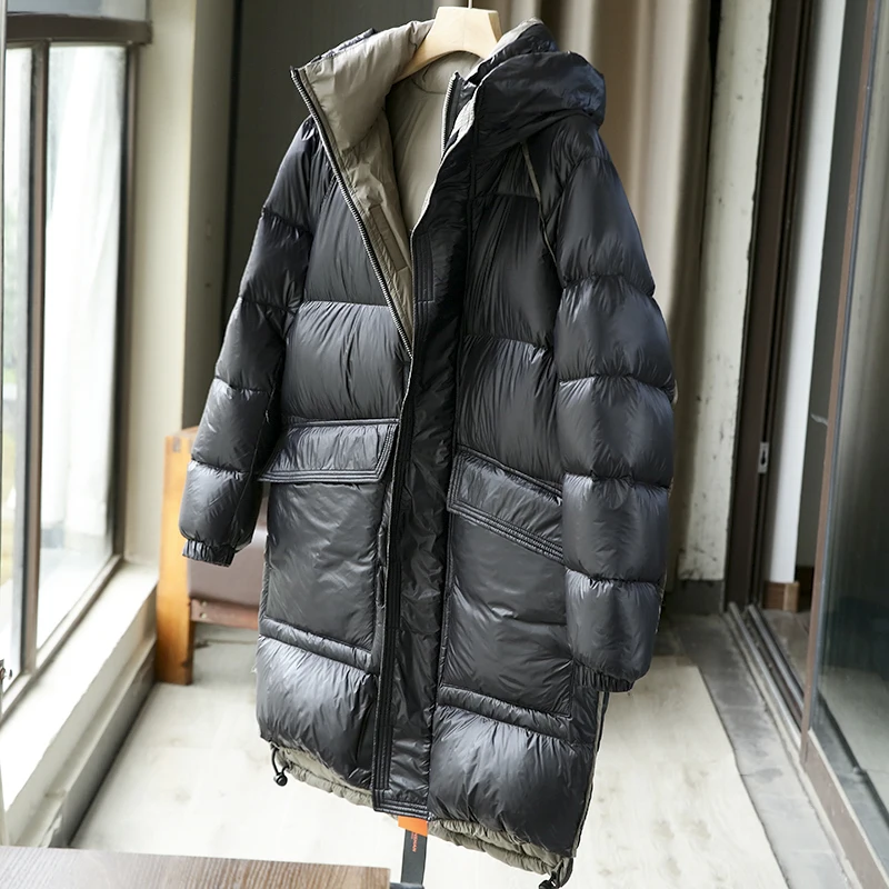 off-Season Clearance! 80 Gray Duck down! Cashmere Charge High! Autumn and Winter Men's Hooded Thickened Mid-Length down Jacket