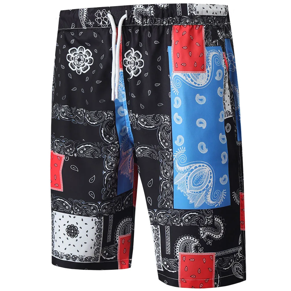 

2022 Summer New Men's Pants Beach Pants Loose Hawaiian 3D Printing Five-point Pants Casual Holiday Pants