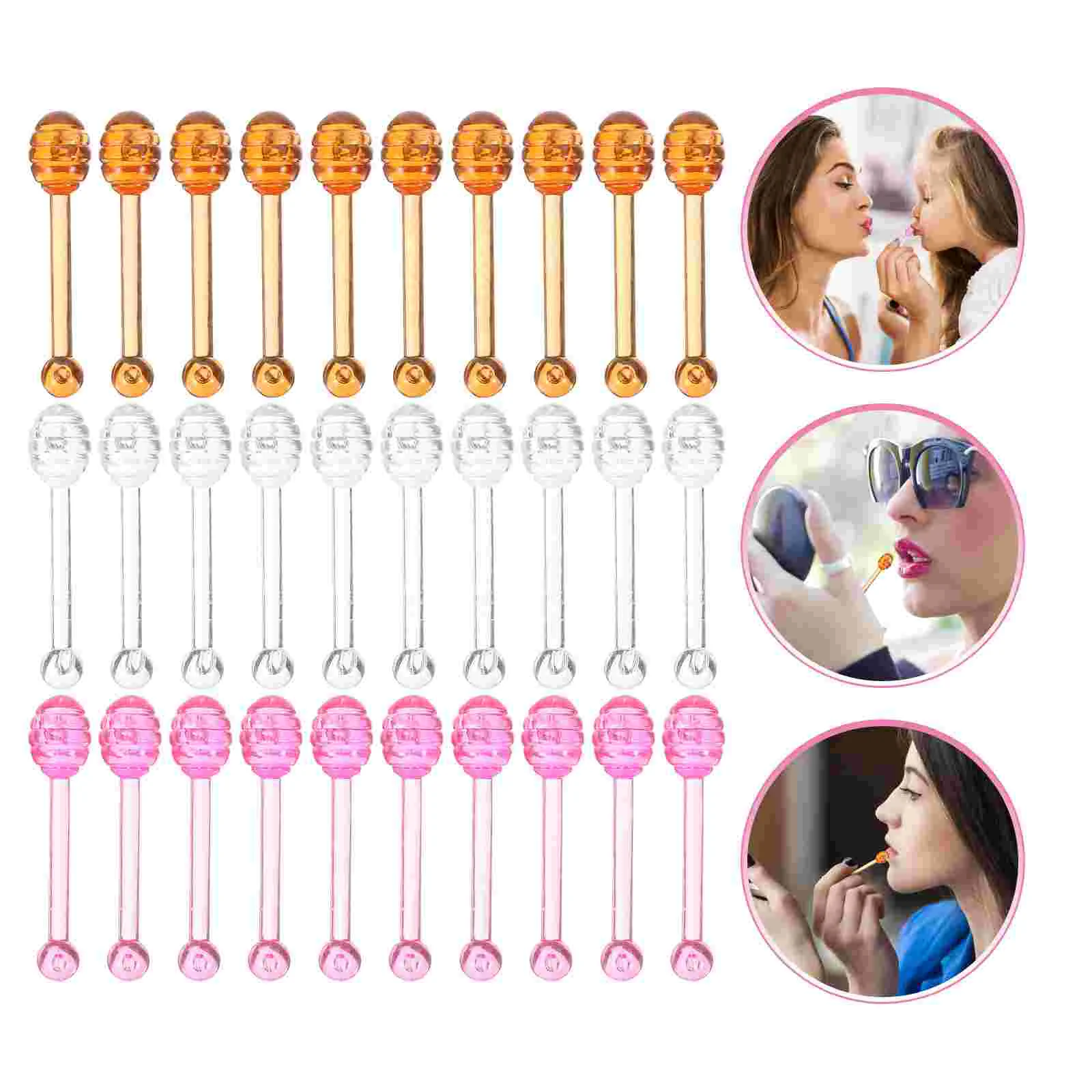 

30 Pcs Lip Balm Spoon Plastic Spoons Honey Care Lipstick Applicator Glazes Wand Clear Scrub