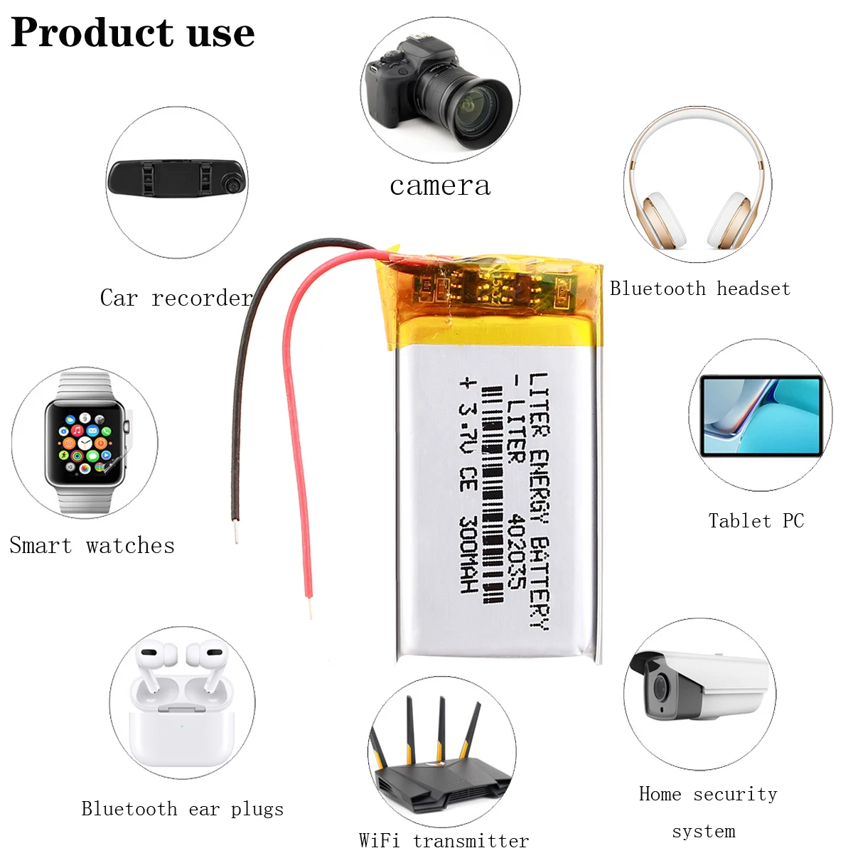 2 шт. 3.7V 300mAH 402035 Полимерная литиево-ионная / Li-ion батарея для TOY POWER BANK GPS mp3 mp4 мобильного телефона динамика