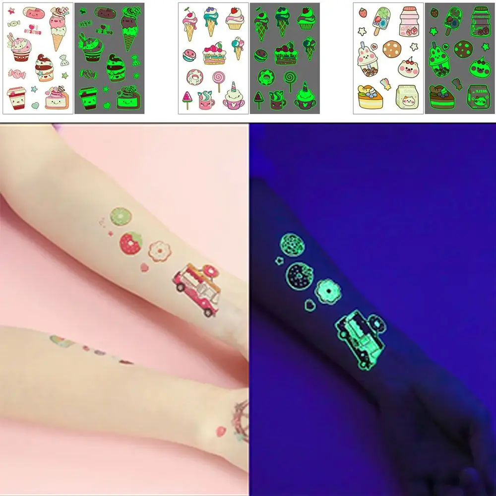Светящиеся Татуировки для лица Временные татуировки десерт конфеты милая