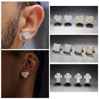 jewelry hip hop gift piercing ear accessories gold plated blinking studs earrings diamond ear studs zircon earrings