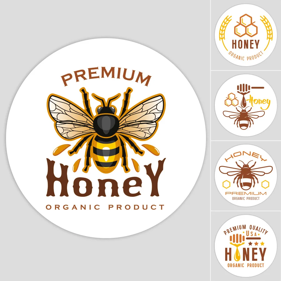 

Custom Logo Honey Jar Labels Honeybee Honeycomb Bee Product Personalized Labels Seal Stickers Party DIY Decorations