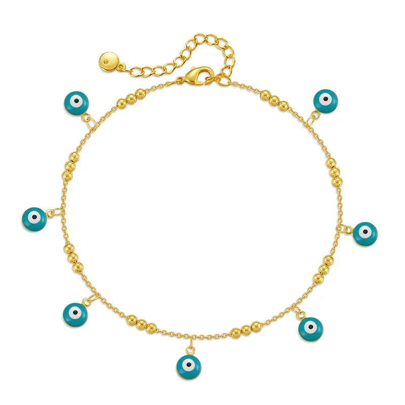

2023 New 18K Plated Real Gold Turkish Eye Anklet Creative Color Eyes Demon Eyes Fashion Popular Style Foot Accessories