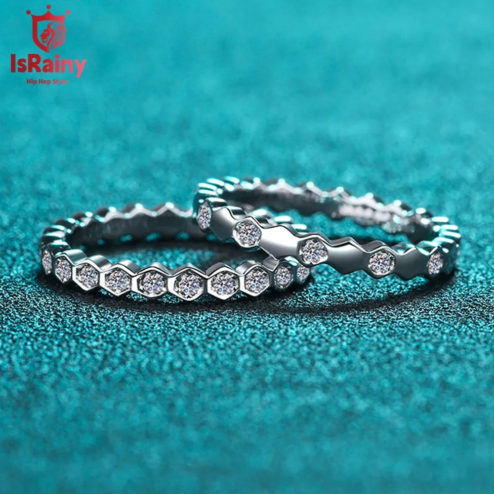 IsRainy D Цвет 0 39/0 18 карата Круглые кольца с бриллиантами из муассанита стерлинговое