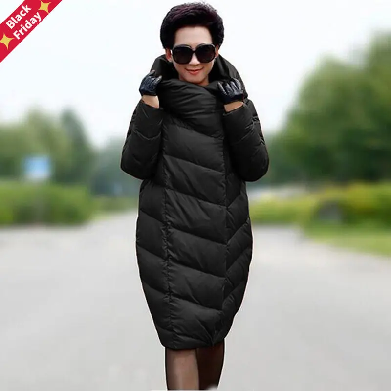 

Женский пуховик-кокон, зимнее длинное утепленное пальто большого размера 10XL, модное высококачественное Брендовое пуховое пальто черного, к...