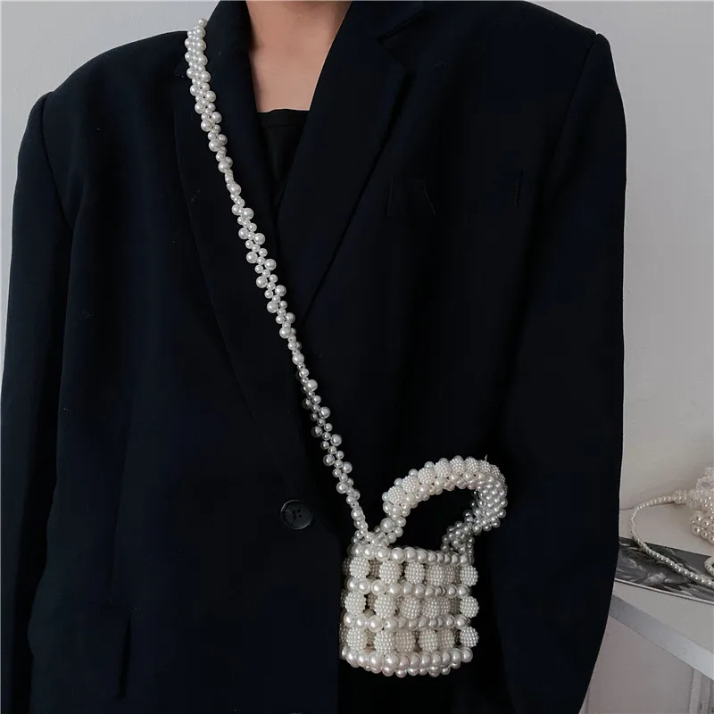 Customized Handmade Women Pearls Handbags Raspberry Beads Mini Tote Crossbody Bags Princess Girls Shoulder Pouch Clutch Evening