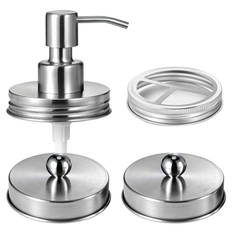 

Mason Jar Bathroom Accessories,Without Jar,Soap Dispenser,Toothbrush Holder And Storage Jar Cover,For Regular Mouth Jar