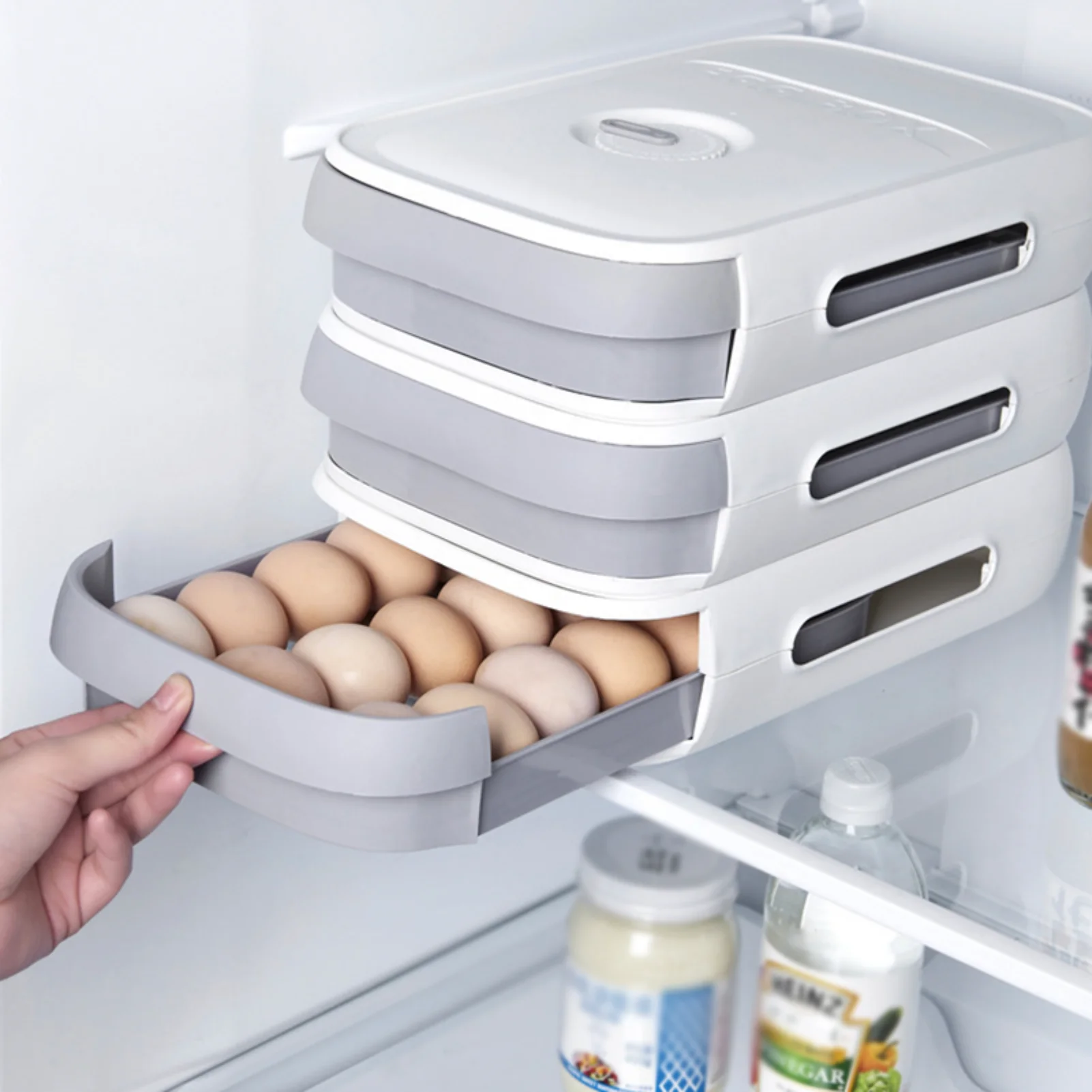 

Drawer Type Egg Storage Box Refrigerator Eggs Holder Organizer Fresh Keeping Bin Eggs Holder Kitchen Dumpling Container Tools