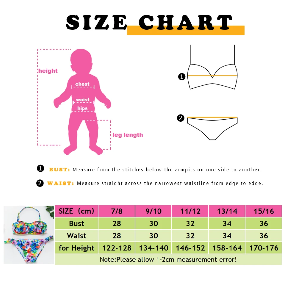 7-16Years Girls Bikini Swimsuit Ruffle Flamingo Kids Bikinis Set For Large Teen With Paddings | Children