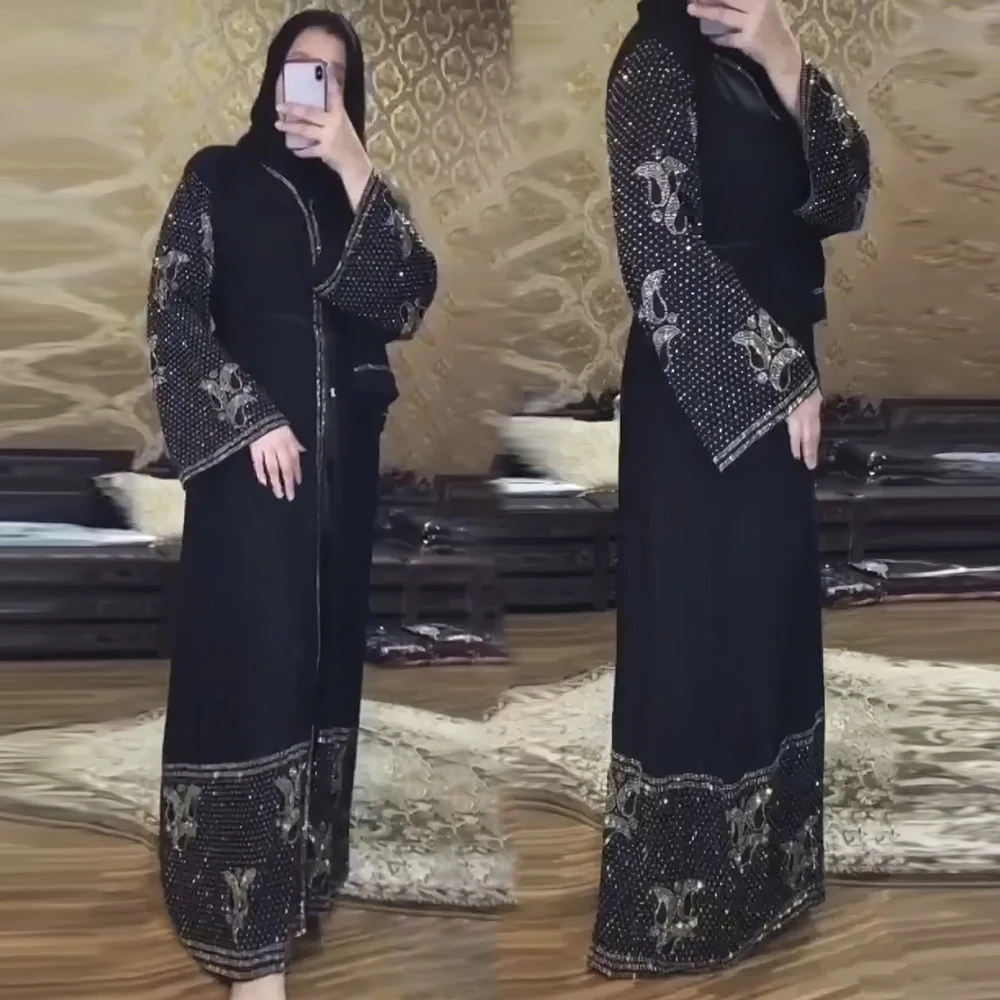 

MD Hijab Dress Women Turkish Islamic Clothing Muslim Fashion Open Abaya Long Sleeve Vetements Boubou 2022 Dubai Kaftan Djellaba