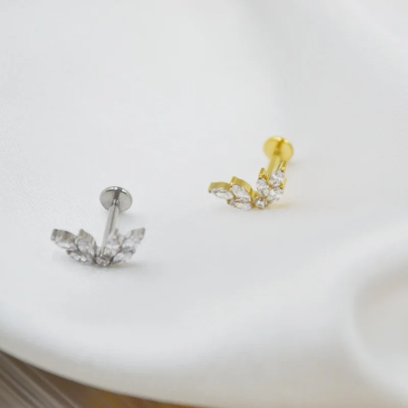 Фото LOT10pcs украшения для тела G23 Титан Astm F136 CZ губная губа кольцо пирсинг губ уха спираль бар ювелирные изделия для пирсинга №3