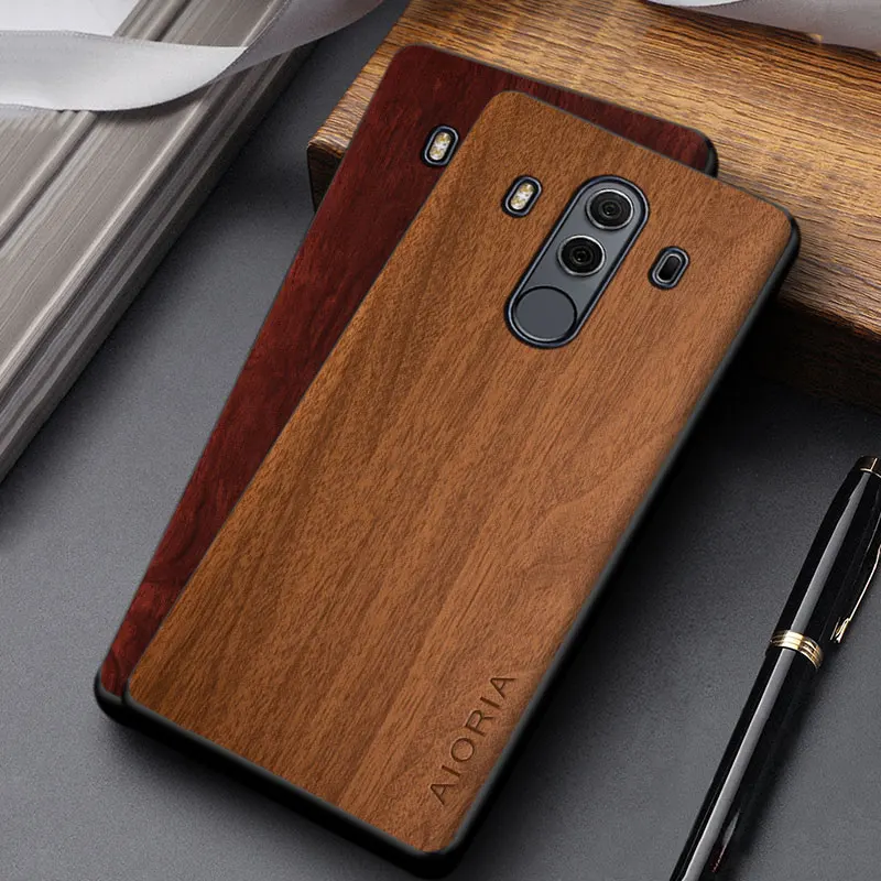 

Case for Huawei Mate 10 Pro Lite coque unique design lightweight durable wooden pattern leather cover funda